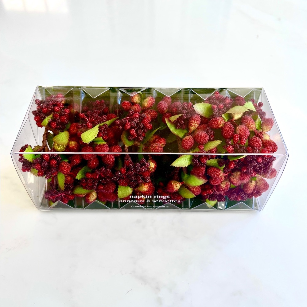 Pier 1 Berry Wreath Napkin Holders Set of 6 New